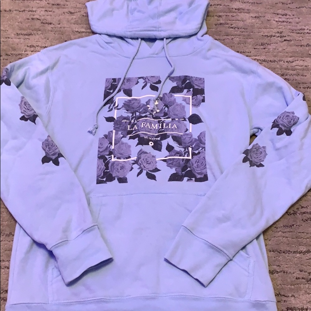blue hoodie